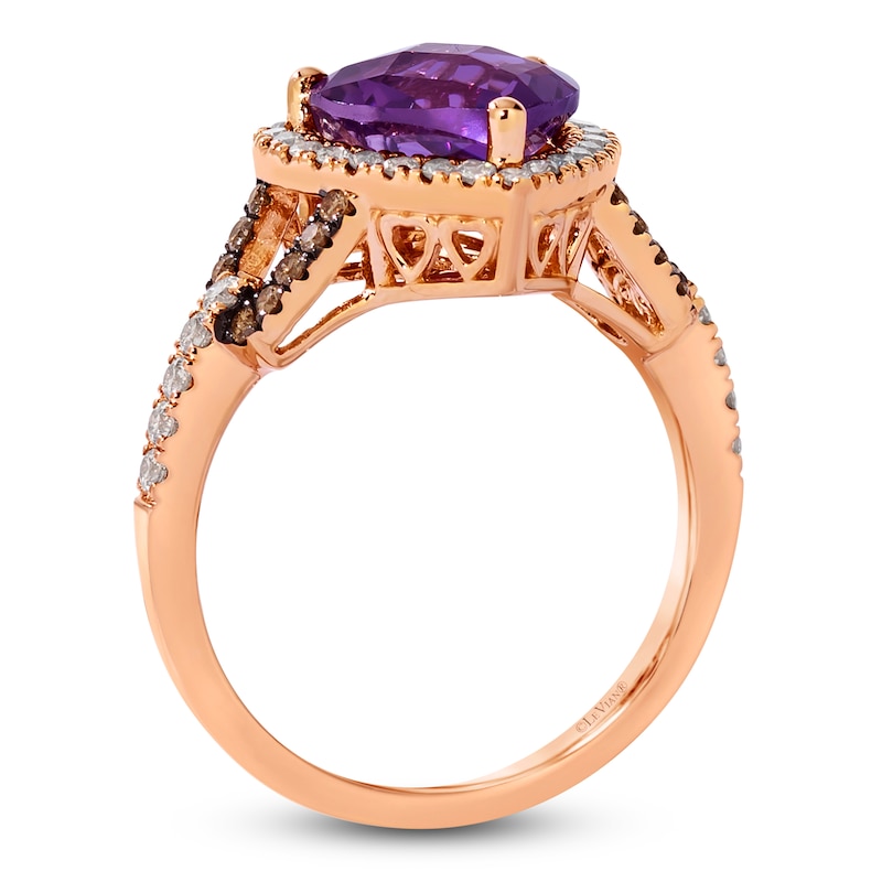 Le Vian Heart-Shaped Natural Amethyst Ring 1/2 ct tw Diamonds 14K Strawberry Gold