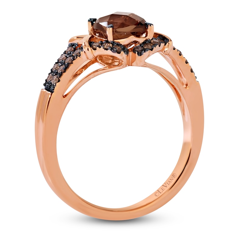 Le Vian Cushion-Cut Natural Chocolate Quartz Ring 1/5 ct tw Diamonds 14K Strawberry Gold