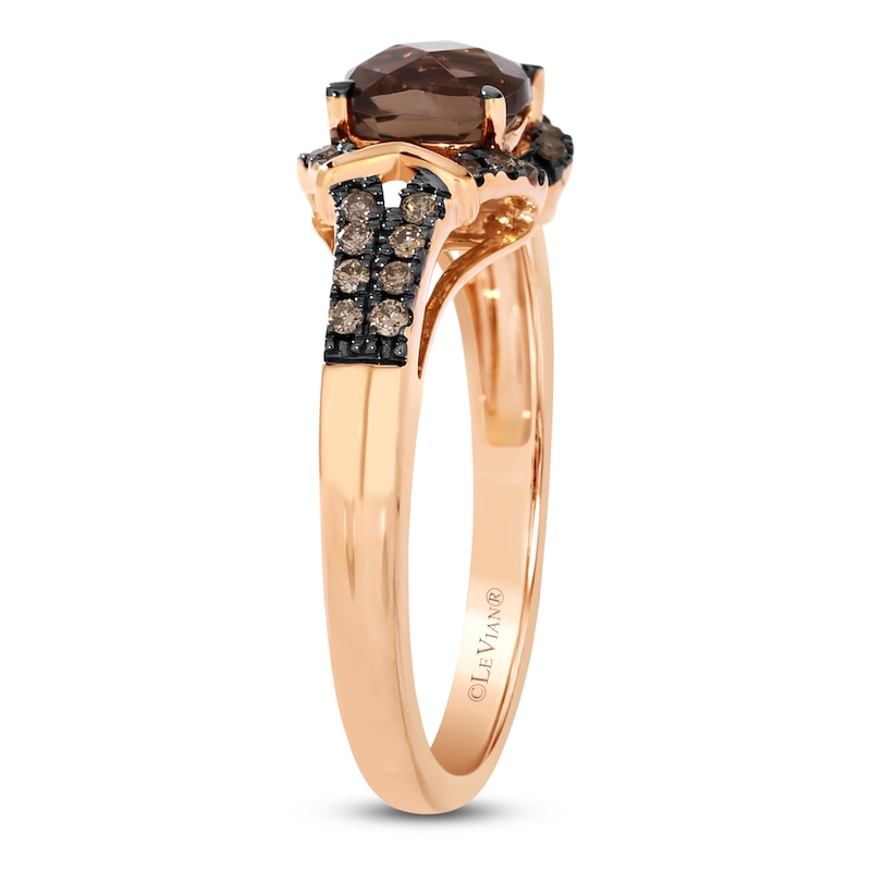 Le Vian Cushion-Cut Natural Chocolate Quartz Ring 1/5 ct tw Diamonds 14K Strawberry Gold