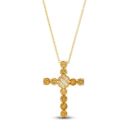 Le Vian Natural Citrine & Diamond Accent Cross Necklace 14K Honey Gold 18&quot;