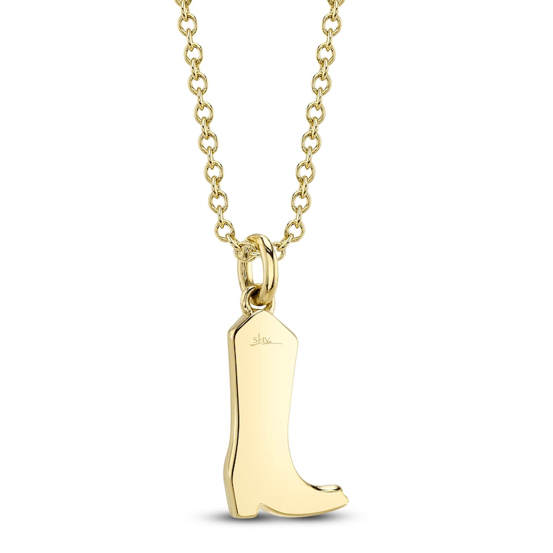 Main Image 2 of Shy Creation Diamond Accent Cowboy Boot Necklace 14K Yellow Gold 18&quot; JR55001159RD