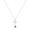 Thumbnail Image 0 of Pear-Shaped Natural Ruby & Diamond Ribbon Necklace 1/4 ct tw 14K Rose Gold 18"