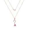 Thumbnail Image 1 of Pear-Shaped Natural Ruby & Diamond Ribbon Necklace 1/4 ct tw 14K Rose Gold 18"