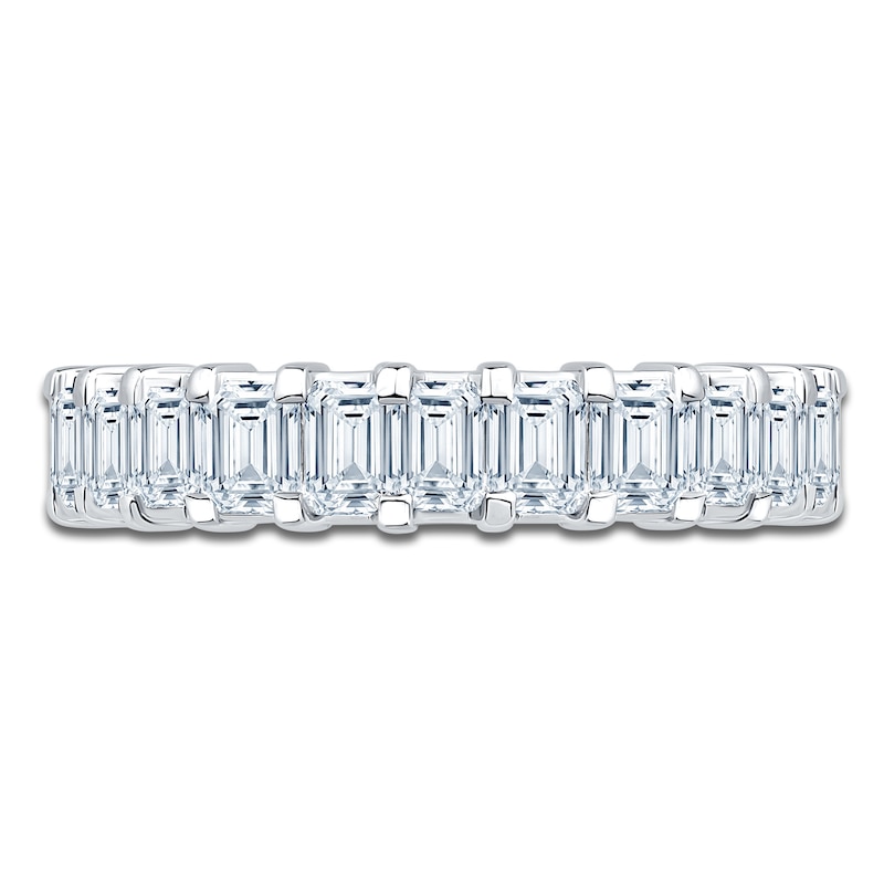 Main Image 3 of Certified Emerald-Cut Diamond Anniversary Ring 1-1/2 ct tw 18K White Gold