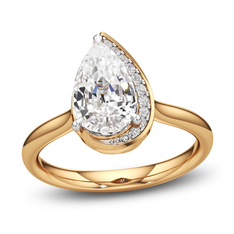 Main Image 1 of J'Lure Pear Step-Cut Lab-Created Diamond Half-Halo Engagement Ring 2 ct tw 18K Yellow Gold