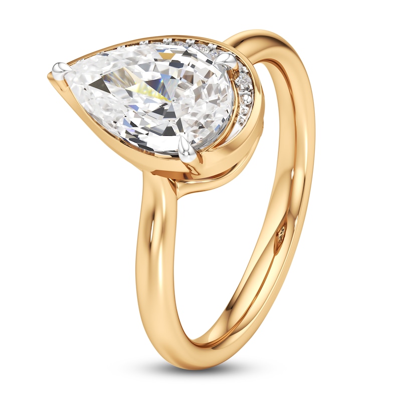 Main Image 4 of J'Lure Pear Step-Cut Lab-Created Diamond Half-Halo Engagement Ring 2 ct tw 18K Yellow Gold