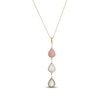 Thumbnail Image 1 of Pear-Shaped Natural Pink Opal, Natural Mother-of-Pearl & Natural Moonstone Necklace 1/20 ct tw Diamonds 14K Yellow Gold 18&quot;