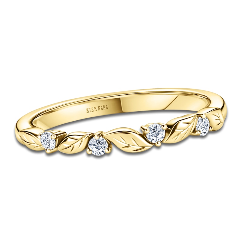 Main Image 1 of Kirk Kara Diamond Four-Stone Leaf Wedding Band 1/15 ct tw 14K Yellow Gold