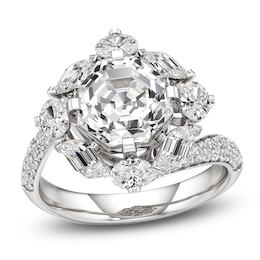 J'Lure Octagon Step-Cut Lab-Created Diamond Halo Bypass Engagement Ring 4-1/3 ct tw 18K White Gold