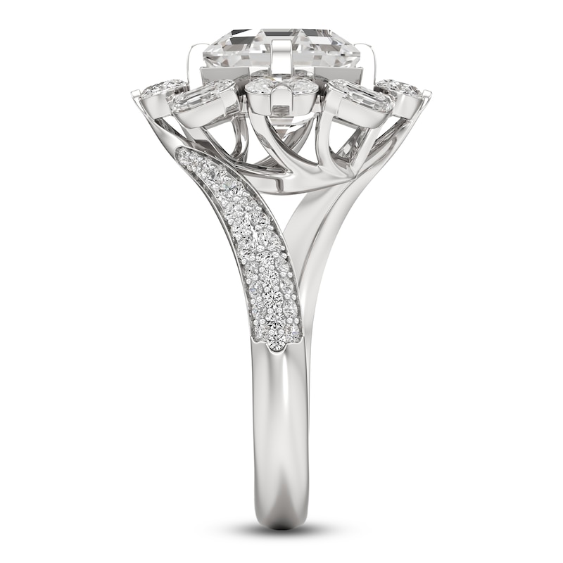 Main Image 3 of J'Lure Octagon Step-Cut Lab-Created Diamond Halo Bypass Engagement Ring 4-1/3 ct tw 18K White Gold