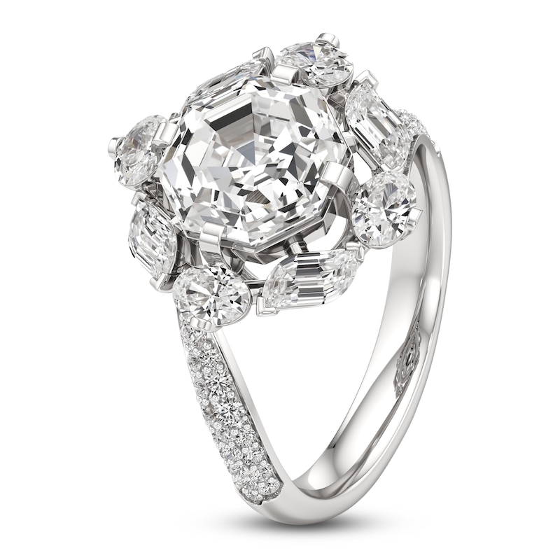 Main Image 4 of J'Lure Octagon Step-Cut Lab-Created Diamond Halo Bypass Engagement Ring 4-1/3 ct tw 18K White Gold