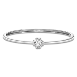 Unspoken Diamond Solitaire Bangle Bracelet 1/2 ct tw 14K White Gold 7.25&quot; (I1/I)