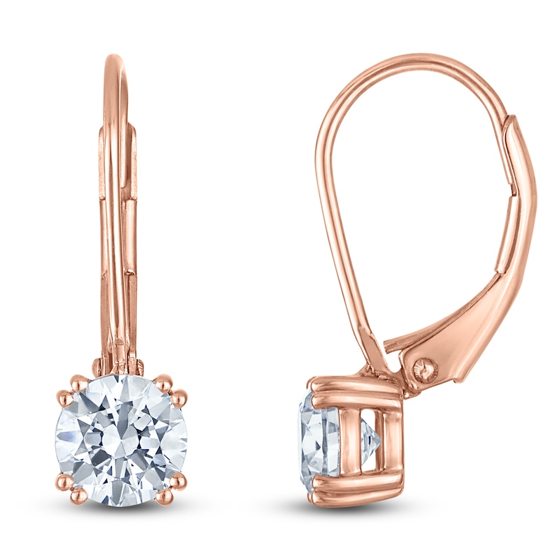 Main Image 1 of Round-Cut Lab-Created Diamond Solitaire Drop Earrings 1-1/2 ct tw 14K Rose Gold (SI2/F)