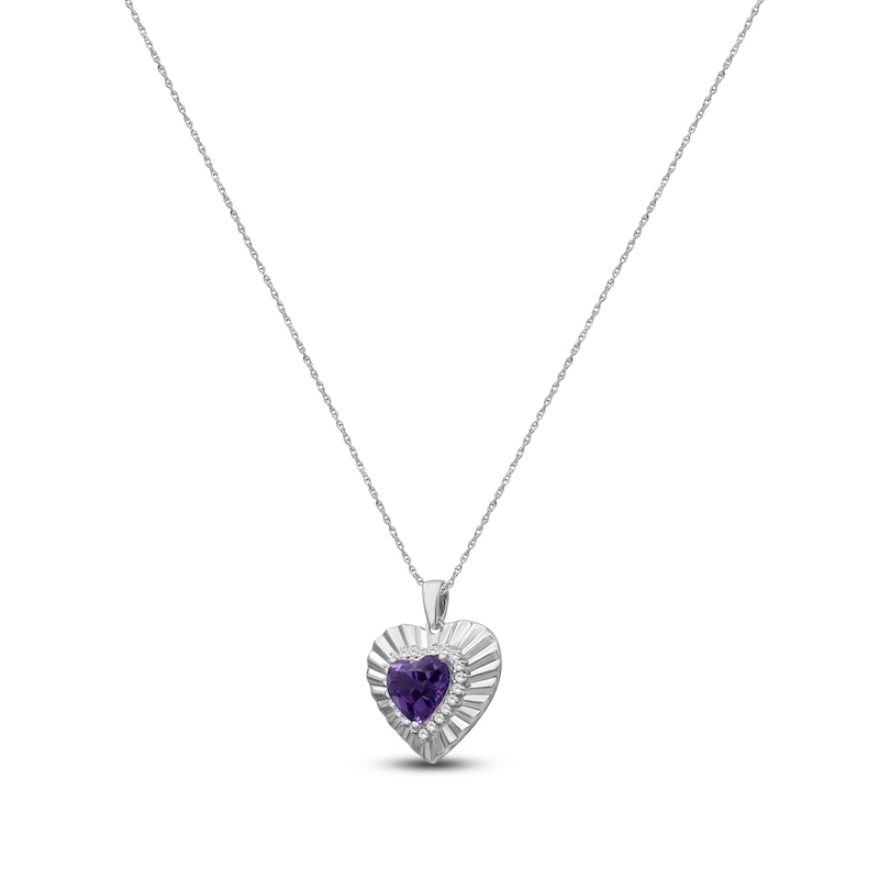 Main Image 2 of Heart-Shaped Natural Amethyst & White Topaz Necklace Sterling Silver 18&quot;