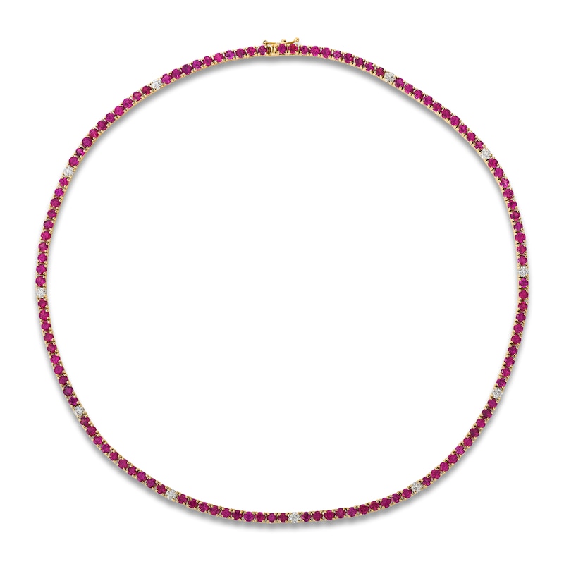 Main Image 1 of Le Vian Natural Ruby Necklace 1-1/4 ct tw Diamonds 14K Honey Gold 17&quot;