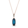 Thumbnail Image 1 of Le Vian Silhouette Oval-Cut Natural Blue Topaz Necklace 1/6 ct tw Diamonds 14K Strawberry Gold 19&quot;