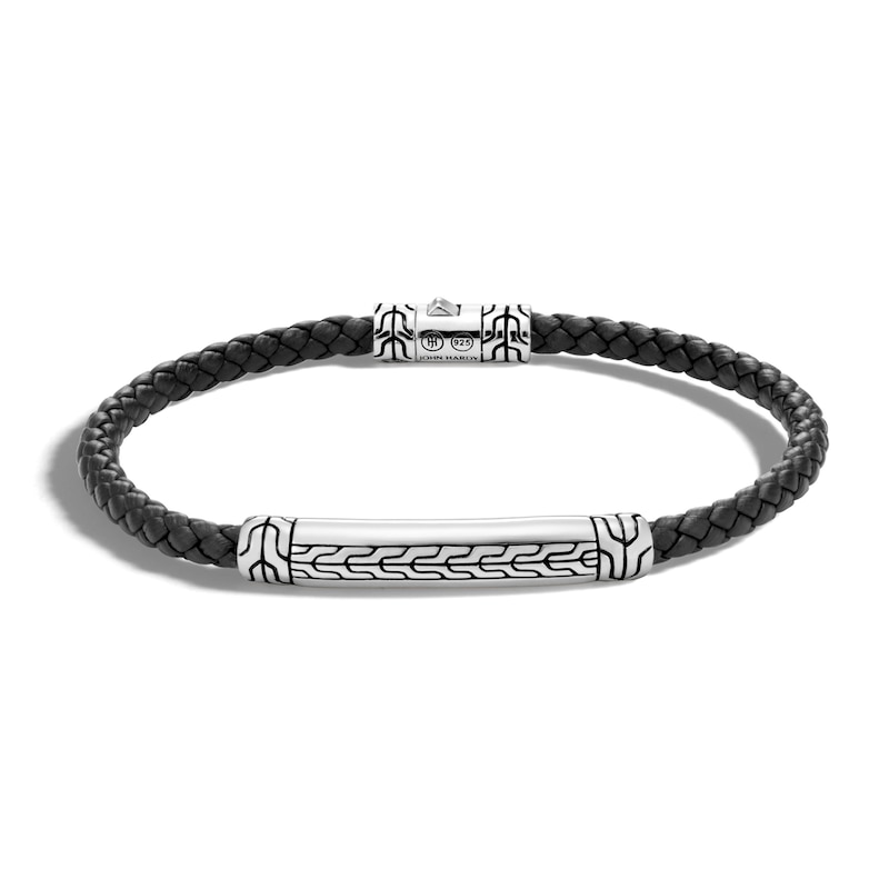 John Hardy Classic Chain Bracelet Black Leather Sterling Silver