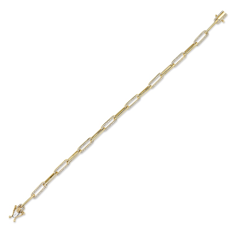 Yellow Gold Letter Single Micro Pave Diamond Bracelet (Diamond Initial  Fashion Bracelet h (14k) (6+1))