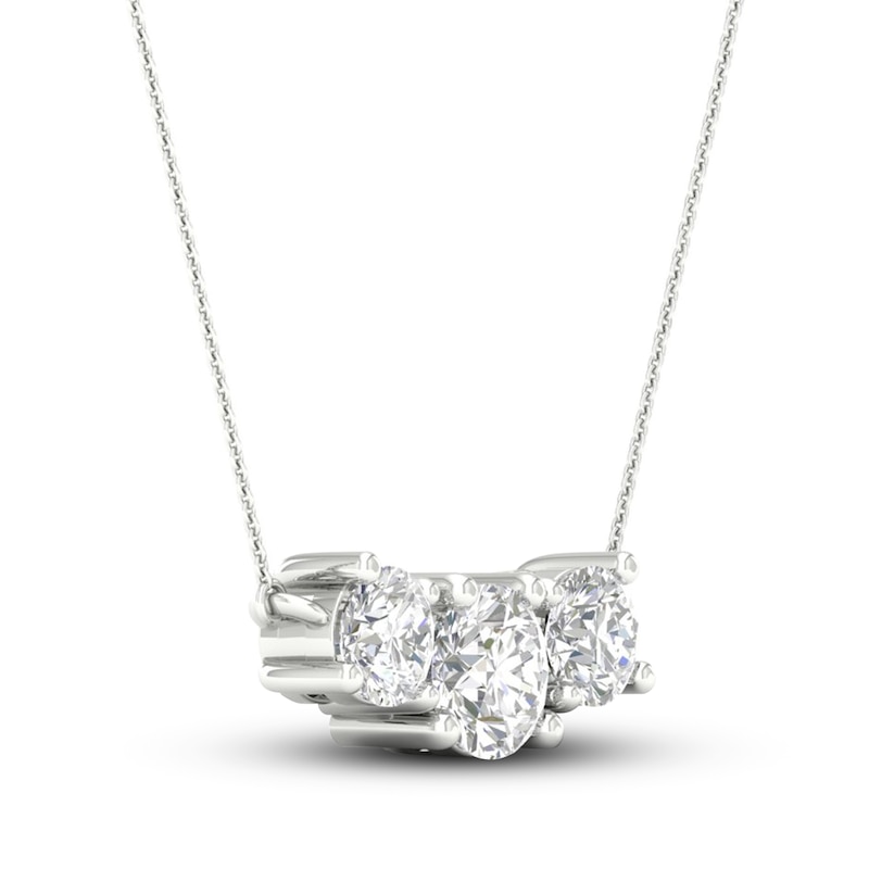 Main Image 2 of Lab-Created Diamond Necklace 1/2 ct tw Round 14K White Gold