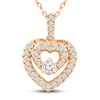 Thumbnail Image 1 of Closer Together Diamond Heart Necklace 1/4 ct tw Round 10K Rose Gold