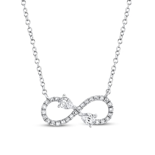 Shy Creation Infinity Necklace 1/5 ct tw Pear/Diamonds 14K White Gold ...