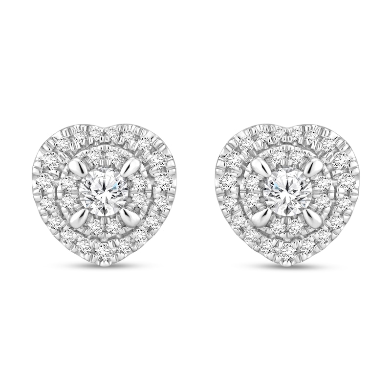 Main Image 2 of Diamond Heart Earrings 7/8 ct tw Round 14K White Gold