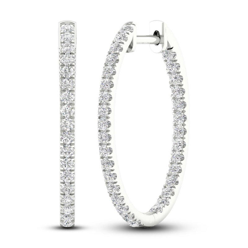 Main Image 1 of Lab-Created Diamond Earrings 1 ct tw Round 14K White Gold