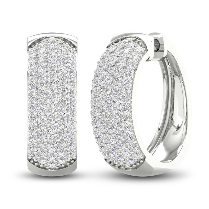 Main Image 1 of Lab-Created Diamond Earrings 3 ct tw Round 14K White Gold