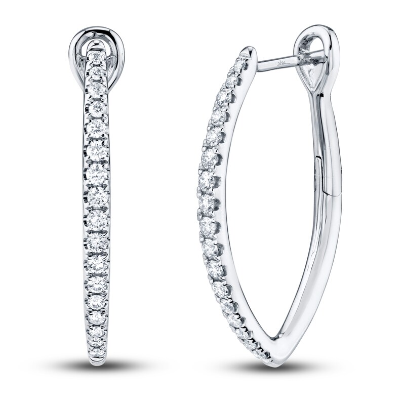 Shy Creation Diamond Hoop Earrings 1/20 ct tw Round 14K White Gold Sc55001597