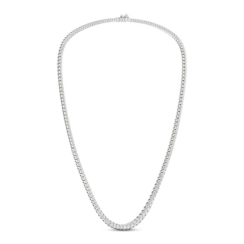 Main Image 2 of Lab-Created Diamond Tennis Necklace 10 ct tw Round 14K White Gold