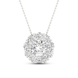 Lab-Created Diamond Pendant Necklace 2 ct tw Round 14K White Gold