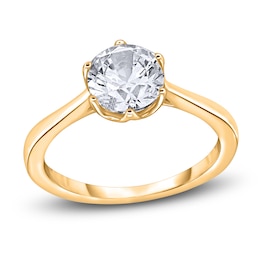 Diamond Cathedral Solitaire Engagement Ring 2 ct tw Round 14K Yellow Gold (I2/I)