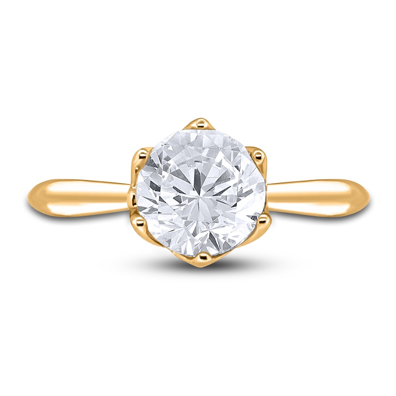 Main Image 3 of Diamond Cathedral Solitaire Engagement Ring 2 ct tw Round 14K Yellow Gold (I2/I)