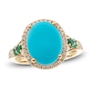 Thumbnail Image 1 of Natural Turquoise & Natural Emerald Ring 1/4 ct tw Diamonds 14K Yellow Gold