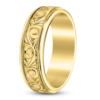 Kirk Kara Men's Engraved Wedding Band 18K Yellow Gold | Jared