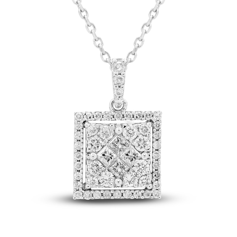 Main Image 1 of Diamond Pendant Necklace 1/2 ct tw Princess/Round 10K White Gold 18&quot;