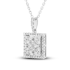 Thumbnail Image 2 of Diamond Pendant Necklace 1/2 ct tw Princess/Round 10K White Gold 18&quot;