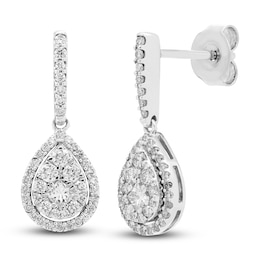 Diamond Dangle Earrings 1/2 ct tw Round 10K White Gold