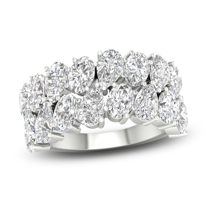 Lab-Created Diamond Ring 4 ct tw Pear/Oval 14K White Gold