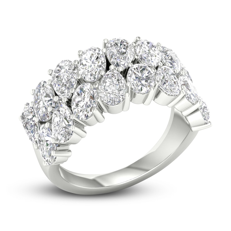 Lab-Created Diamond Ring 4 ct tw Pear/Oval 14K White Gold