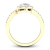 Thumbnail Image 3 of Lab-Created Diamond Ring 1 ct tw Oval/Round 14K Yellow Gold