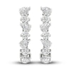 Thumbnail Image 0 of Lab-Created Diamond Hoop Earrings 3-1/5 ct tw Pear/Round 14K White Gold