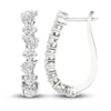 Thumbnail Image 1 of Lab-Created Diamond Hoop Earrings 3-1/5 ct tw Pear/Round 14K White Gold
