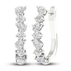 Thumbnail Image 2 of Lab-Created Diamond Hoop Earrings 3-1/5 ct tw Pear/Round 14K White Gold