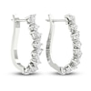 Thumbnail Image 3 of Lab-Created Diamond Hoop Earrings 3-1/5 ct tw Pear/Round 14K White Gold