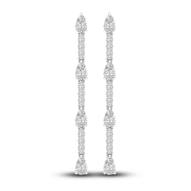 Lab-Created Diamond Drop Earrings 2 ct tw Pear/Round 14K White Gold