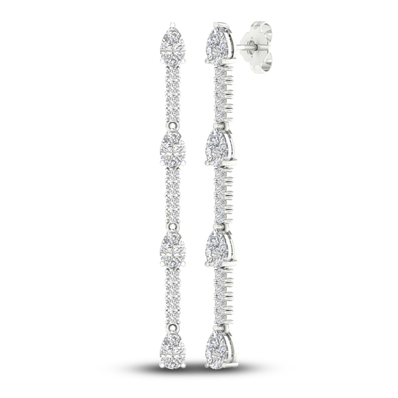 Lab-Created Diamond Drop Earrings 2 ct tw Pear/Round 14K White Gold