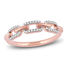 Diamond Oval Link Ring 1/6 ct tw Round 14K Rose Gold