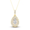 Thumbnail Image 0 of Lab-Created Diamond Pendant Necklace 3/4 ct tw Pear/Round 14K Yellow Gold
