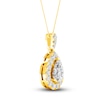 Thumbnail Image 1 of Lab-Created Diamond Pendant Necklace 3/4 ct tw Pear/Round 14K Yellow Gold